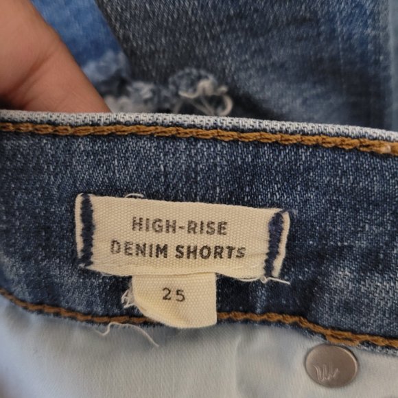 MADEWELL High rise denim shorts distressed button fly sz 25 - Picture 3 of 6